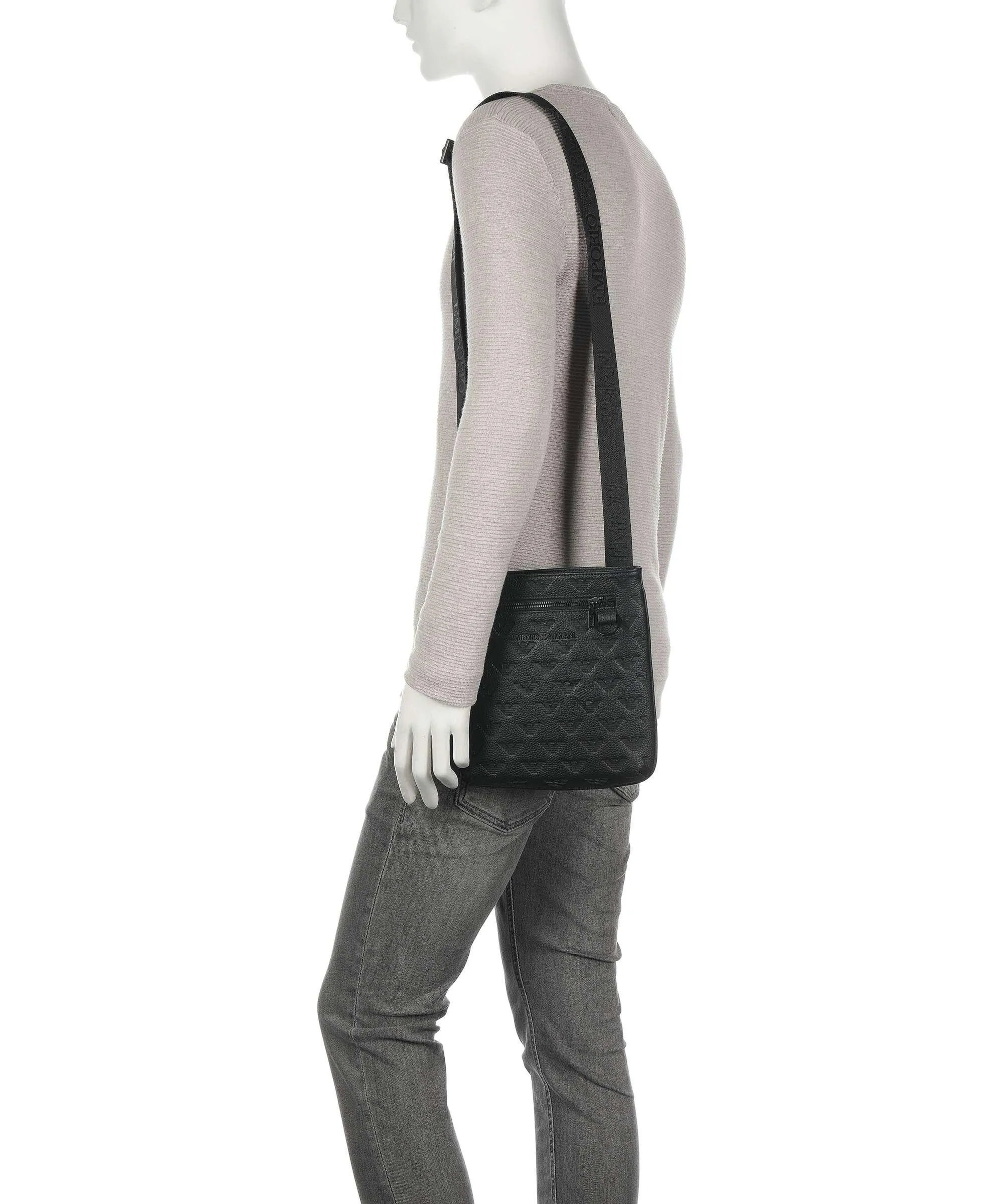  Emporio Armani New Minorca Borsa a tracolla pelle di vacchetta grana nero  