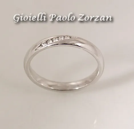 Fede Matrimoniale Comoda 3 Mm In Oro Bianco E Diamanti 30arc1dm