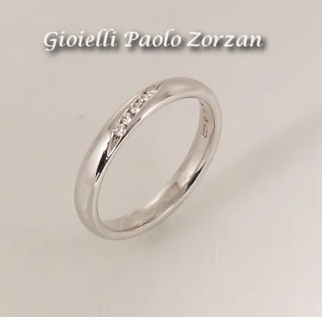 Fede Matrimoniale Comoda 3 Mm In Oro Bianco E Diamanti 30arc1dm