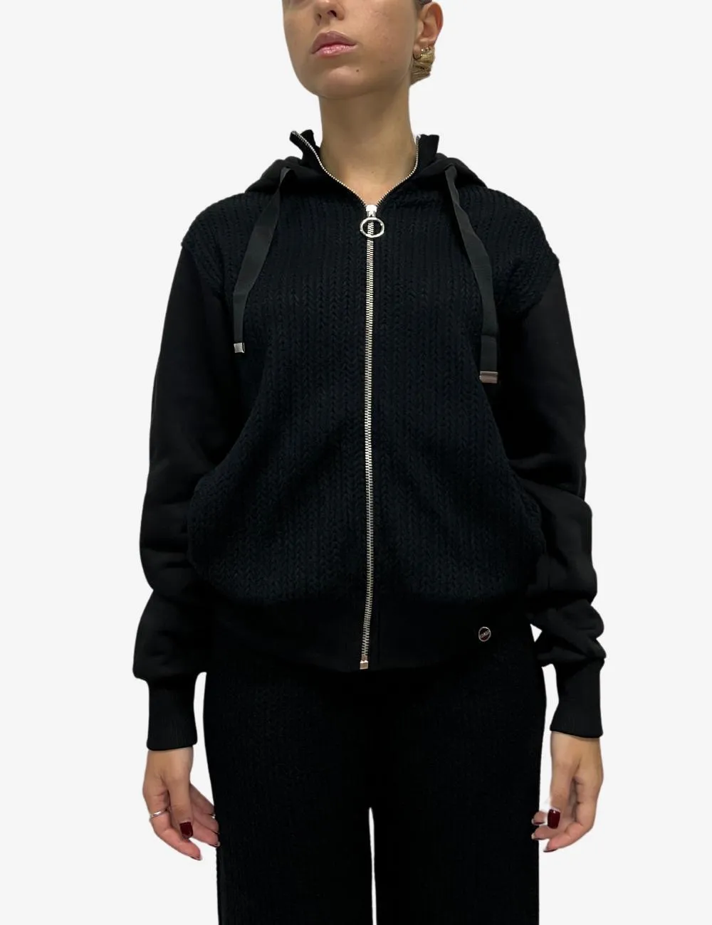Felpa Colmar full zip con cappuccio in maglia intrecciata donna