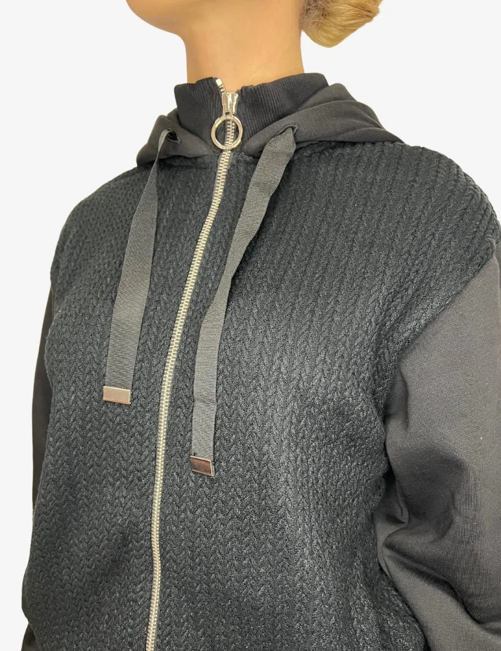 Felpa Colmar full zip con cappuccio in maglia intrecciata donna