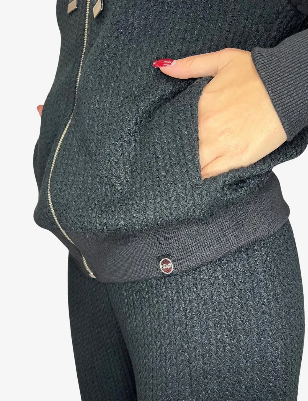 Felpa Colmar full zip con cappuccio in maglia intrecciata donna