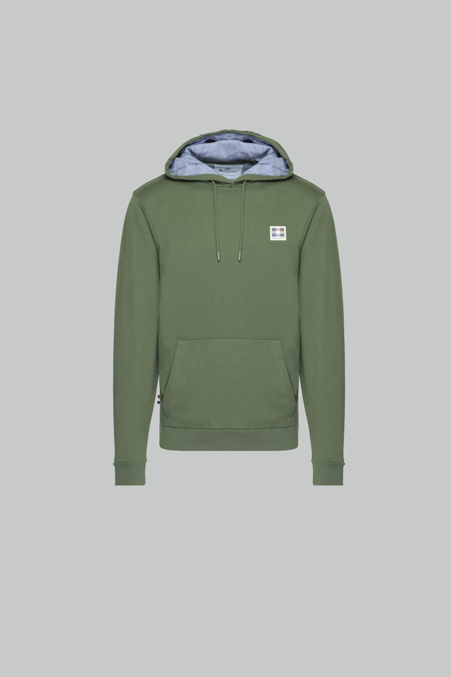 Felpa con cappuccio Aquascutum ACTIVE CLUB CHECK PATCH HOODIE Verde Oliva