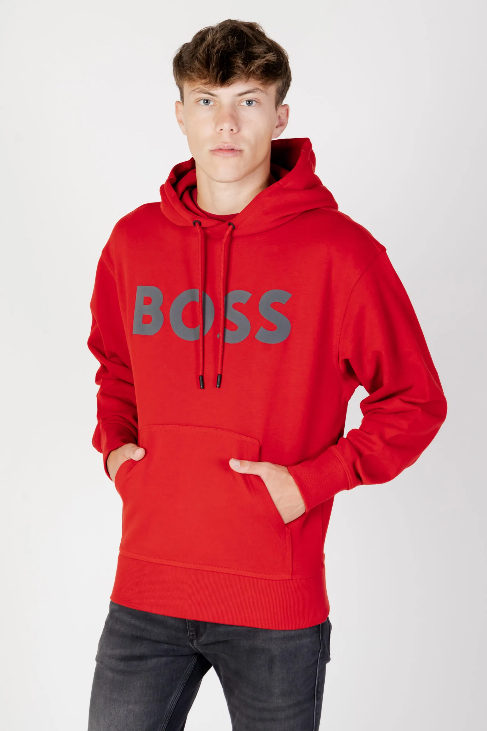 Felpa con cappuccio Boss WEBASICHOOD Rosso