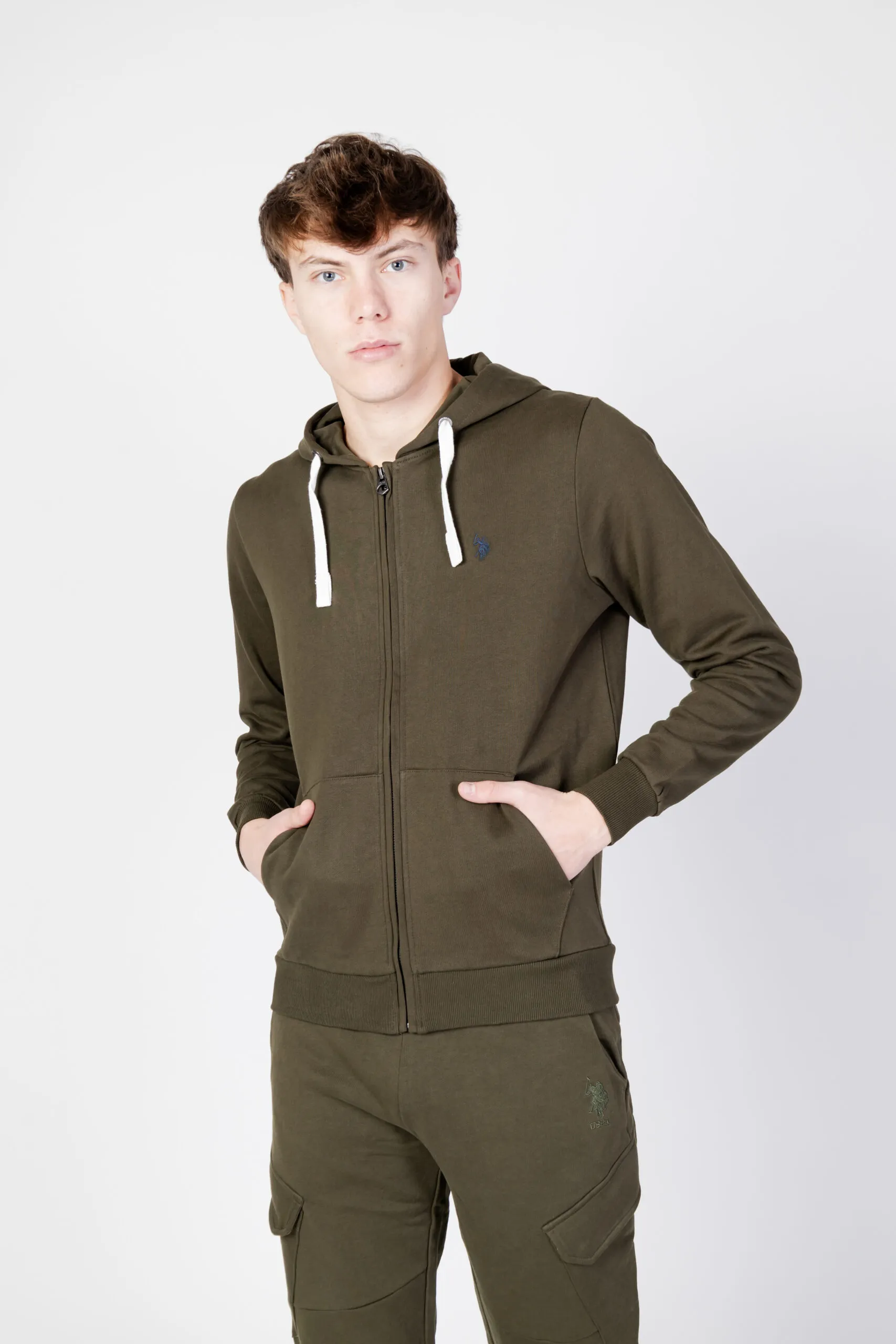 Felpa con cappuccio U.s. Polo Assn. LUKE EH33 Verde Oliva