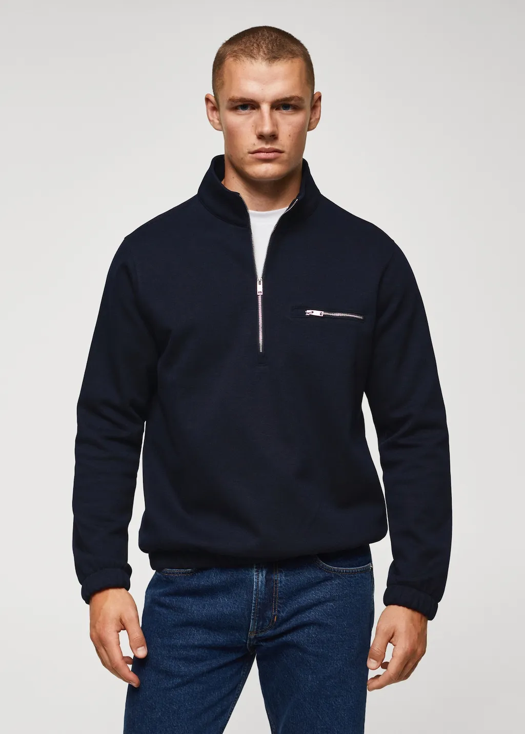 Felpa cotone collo zip