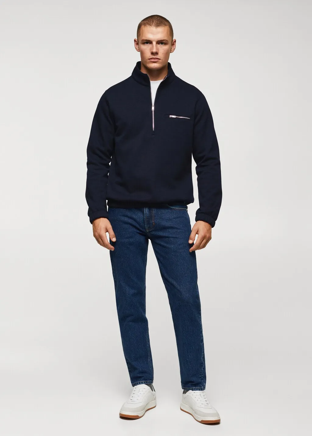 Felpa cotone collo zip