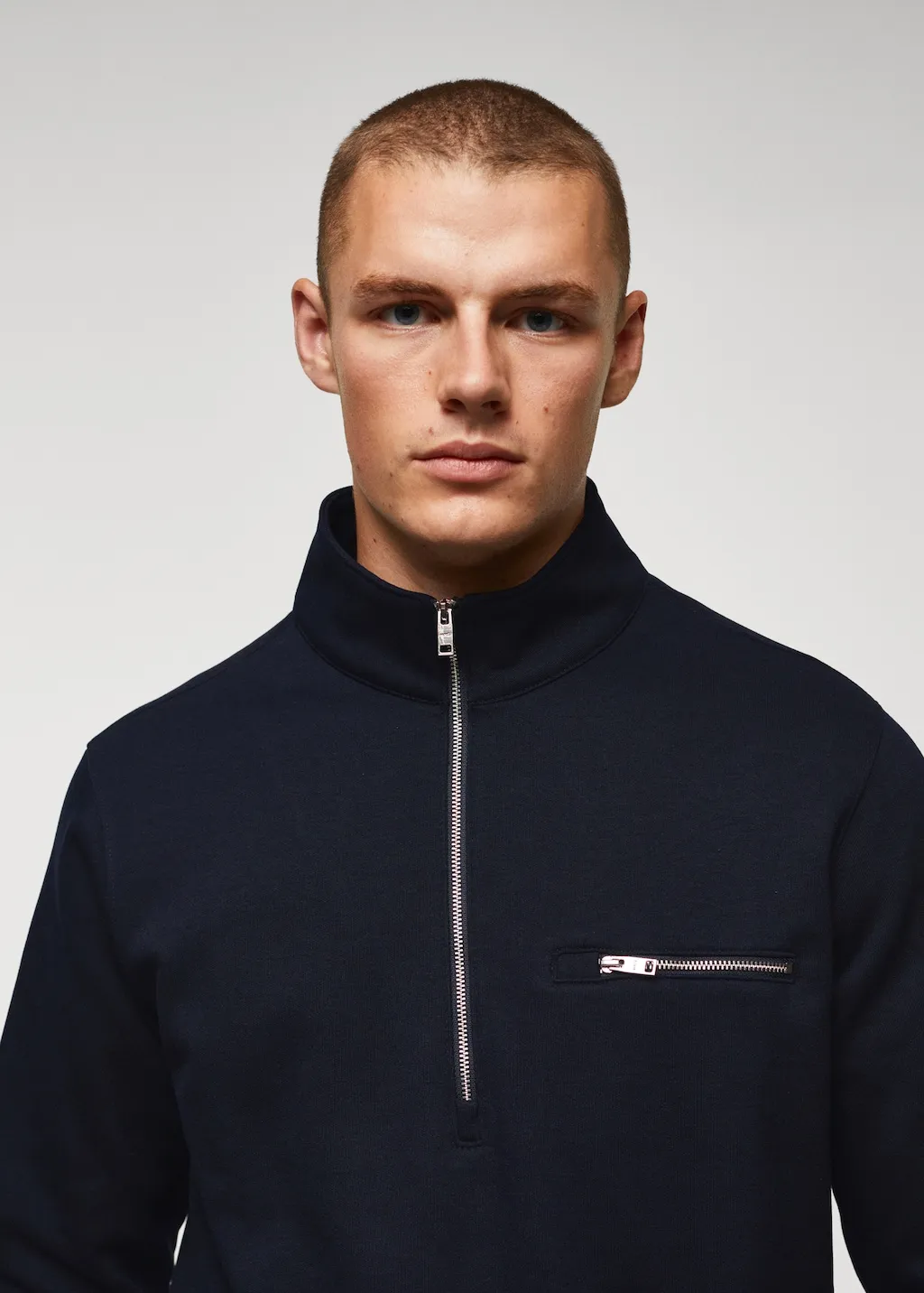 Felpa cotone collo zip