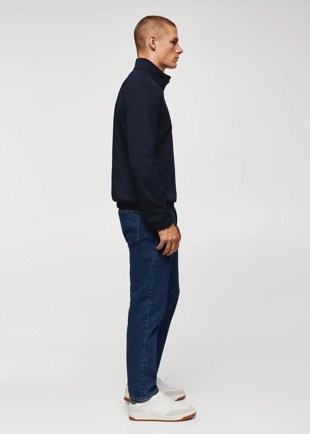 Felpa cotone collo zip
