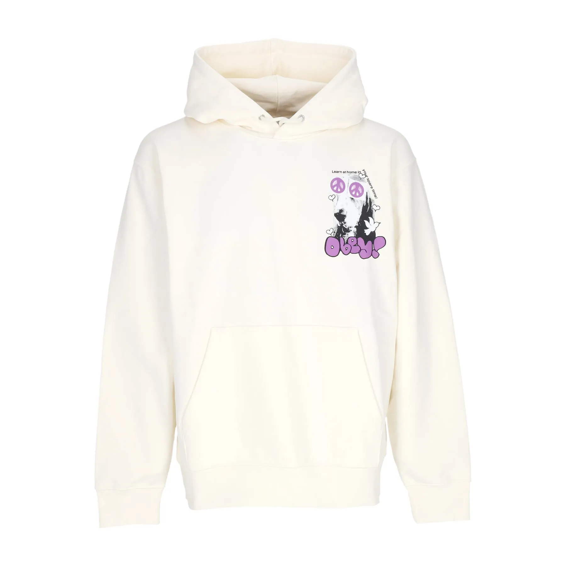 Felpa Leggera Cappuccio Uomo Peace Eyes Box Fit Premium Hoodie Unbleached