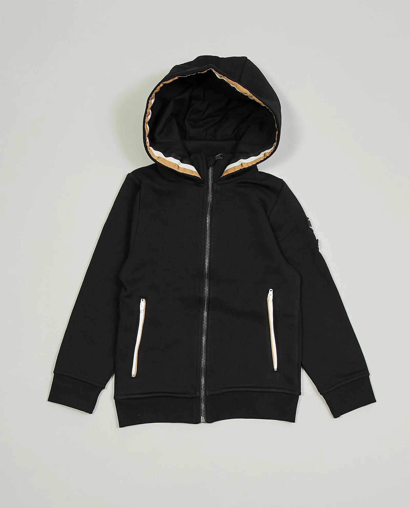 Felpa nera bambino Boss con cappuccio