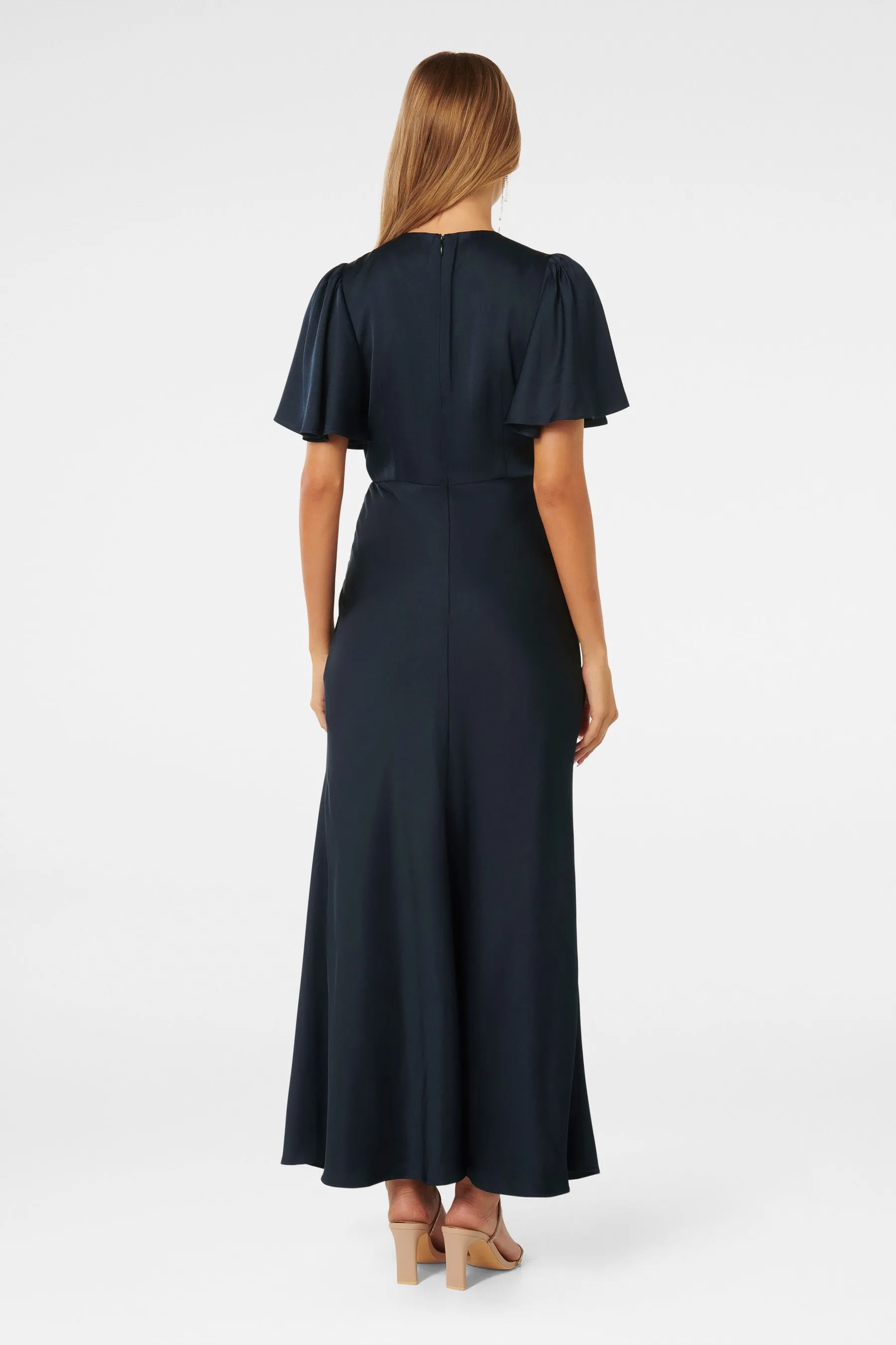 Forever New Chelsea - Abito maxi con maniche Satin svasato