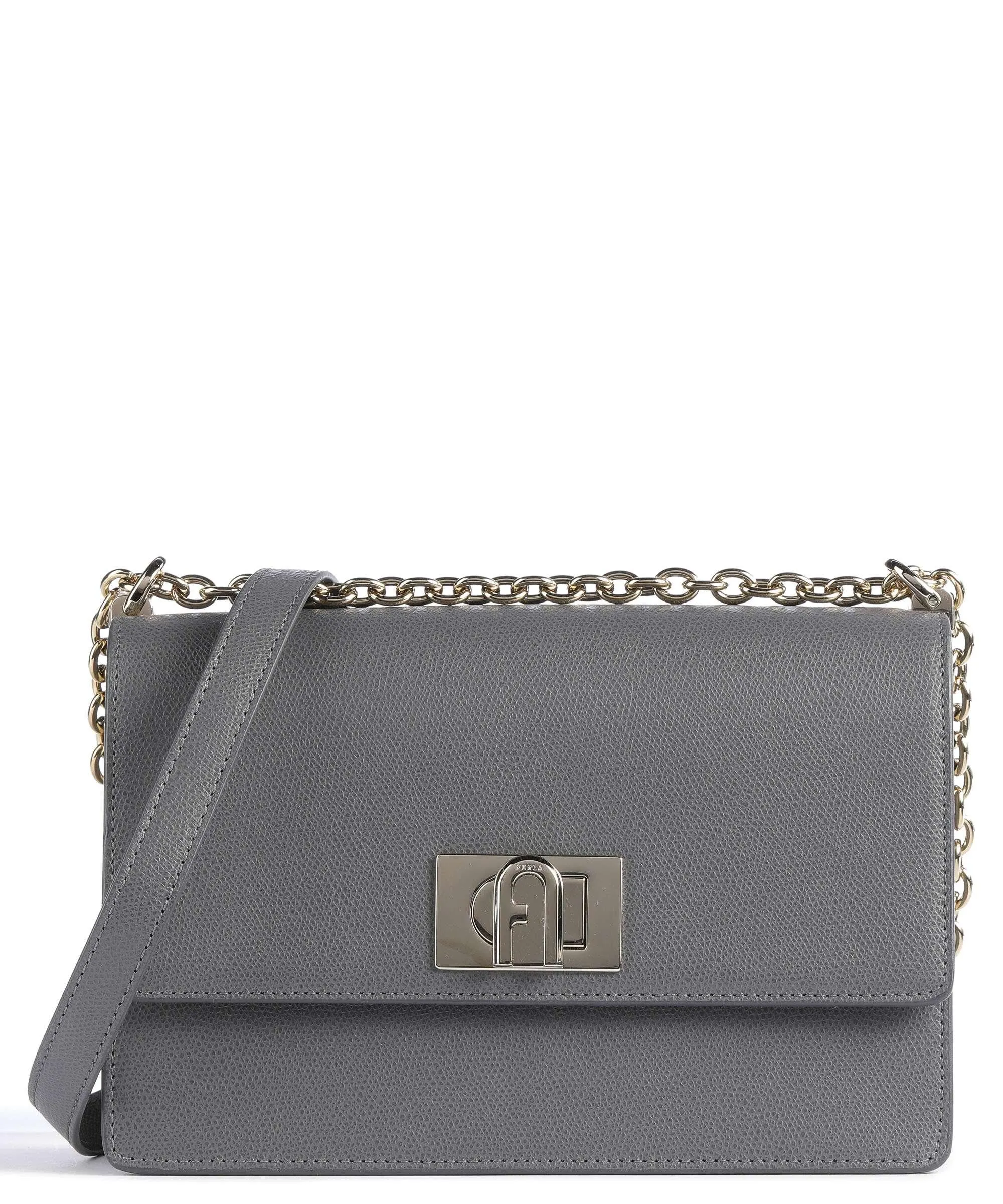  Furla 1927 S Borsa a spalla pelle granulata grigio scuro  