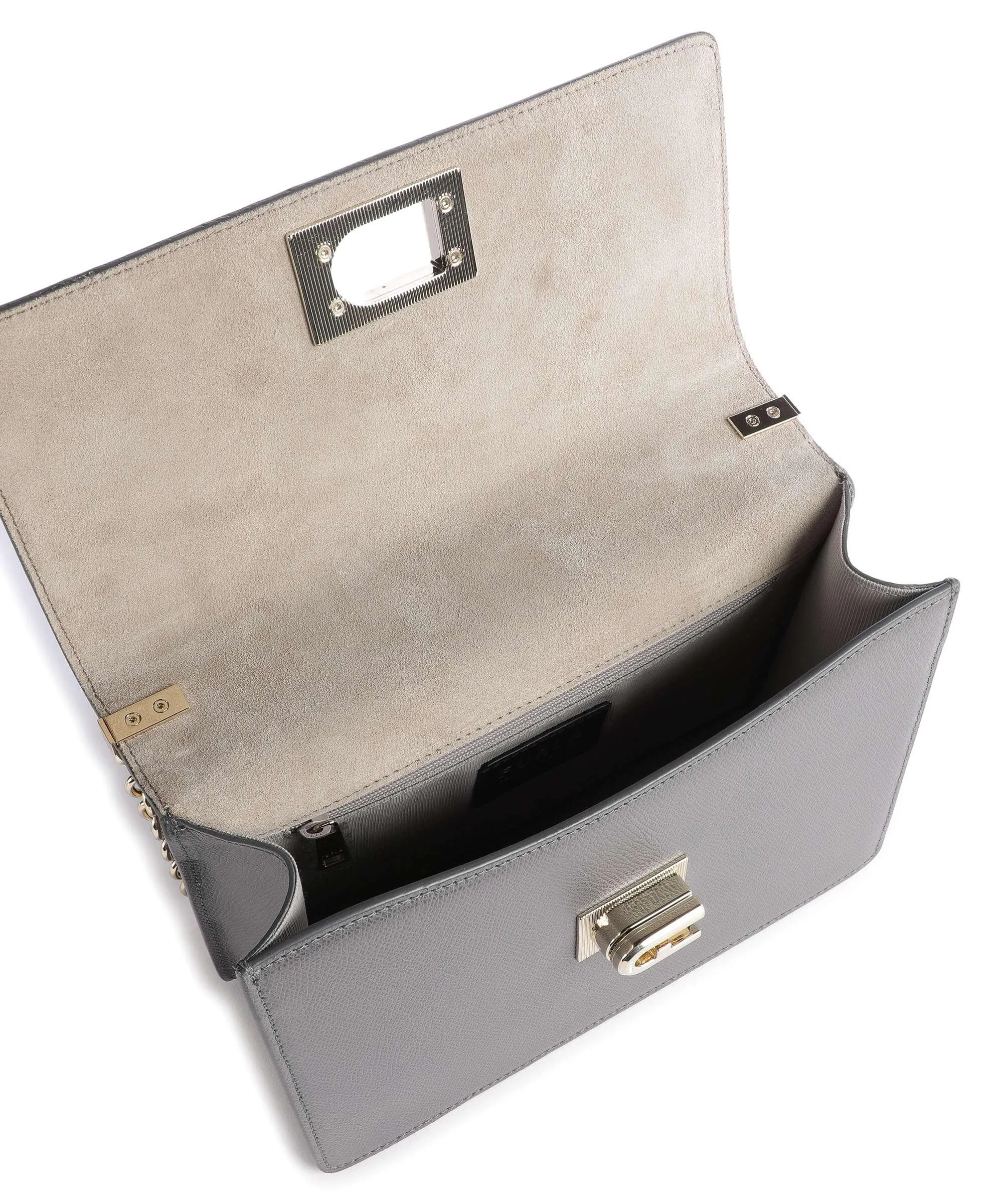 Furla 1927 S Borsa a spalla pelle granulata grigio scuro  