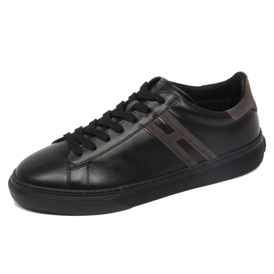G2640 sneaker uomo HOGAN H365 black leather shoe man