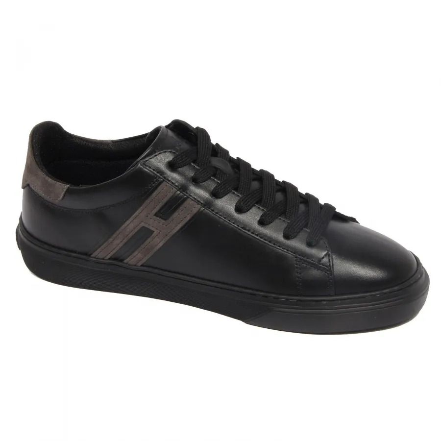 G2640 sneaker uomo HOGAN H365 black leather shoe man