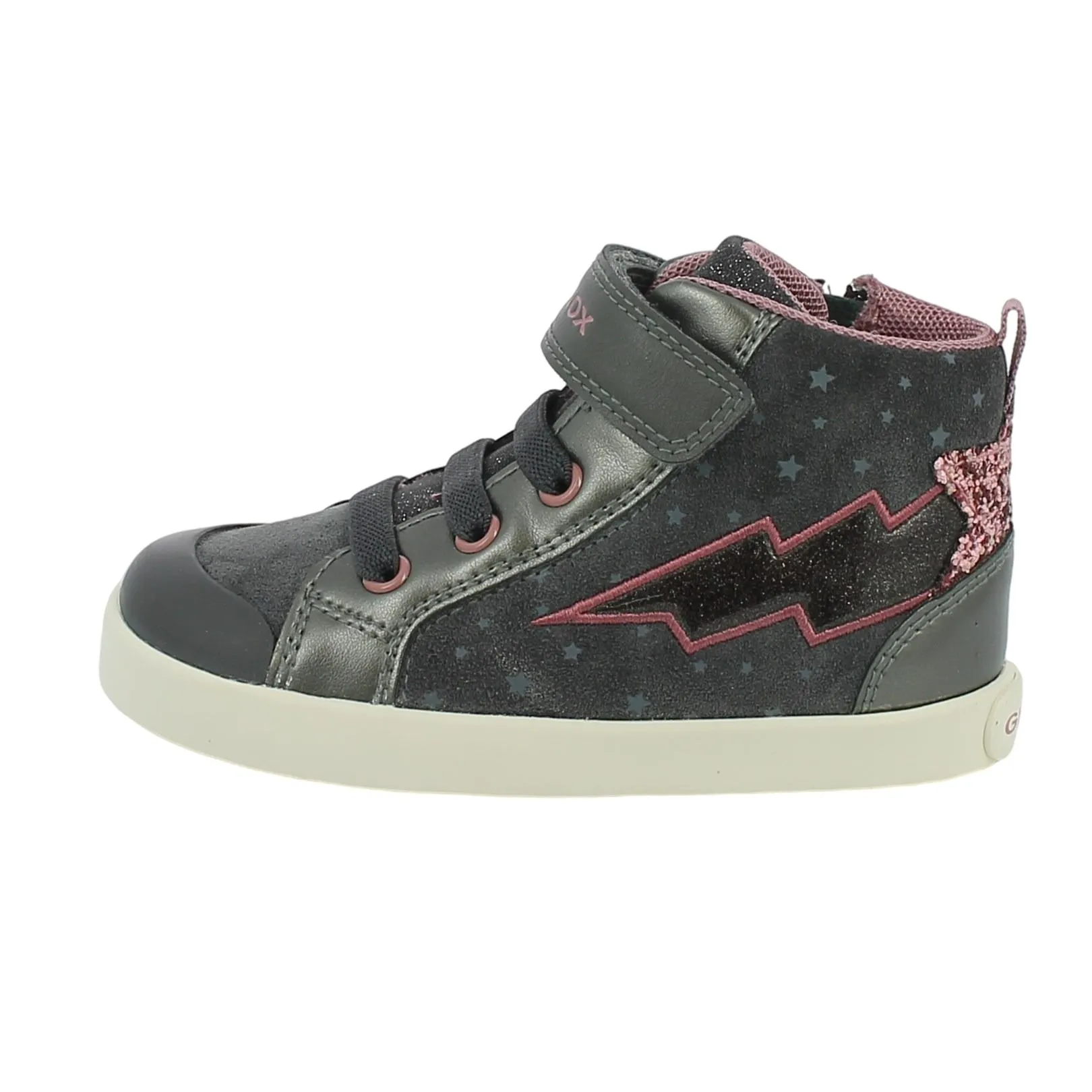 Geox  Sneaker grigia e rosa con fulmine 
