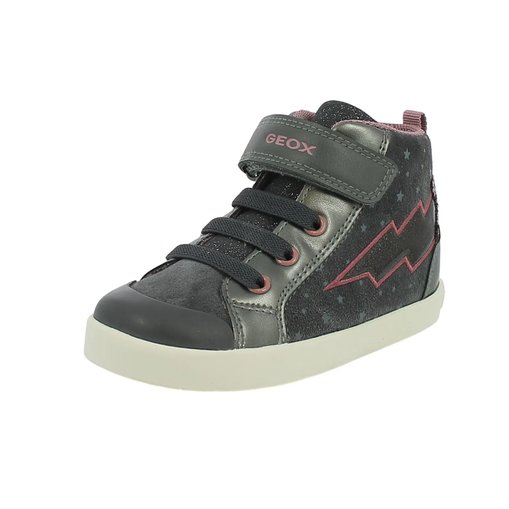 Geox  Sneaker grigia e rosa con fulmine 