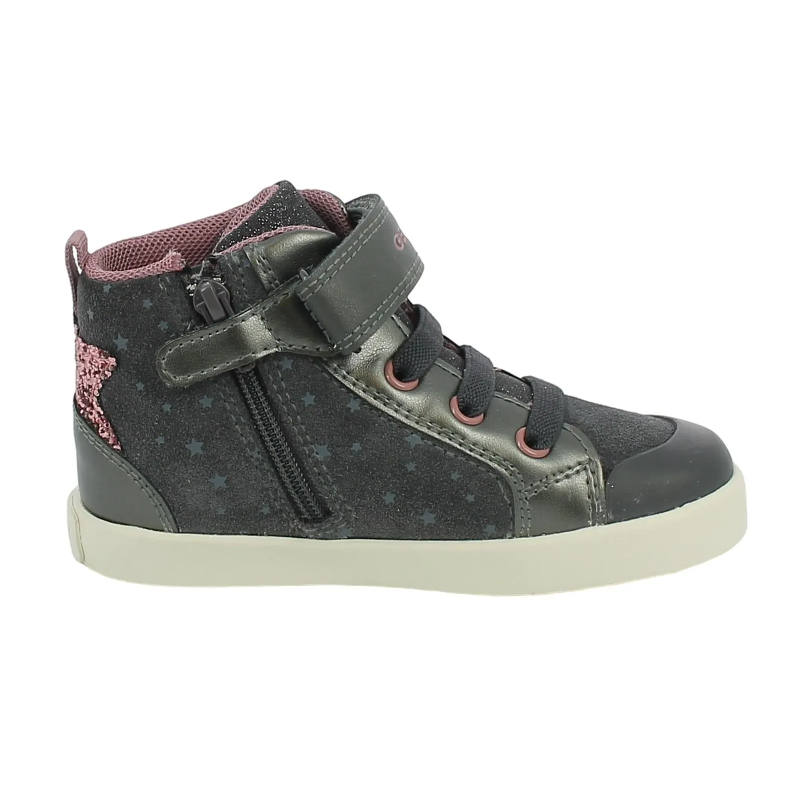 Geox  Sneaker grigia e rosa con fulmine 