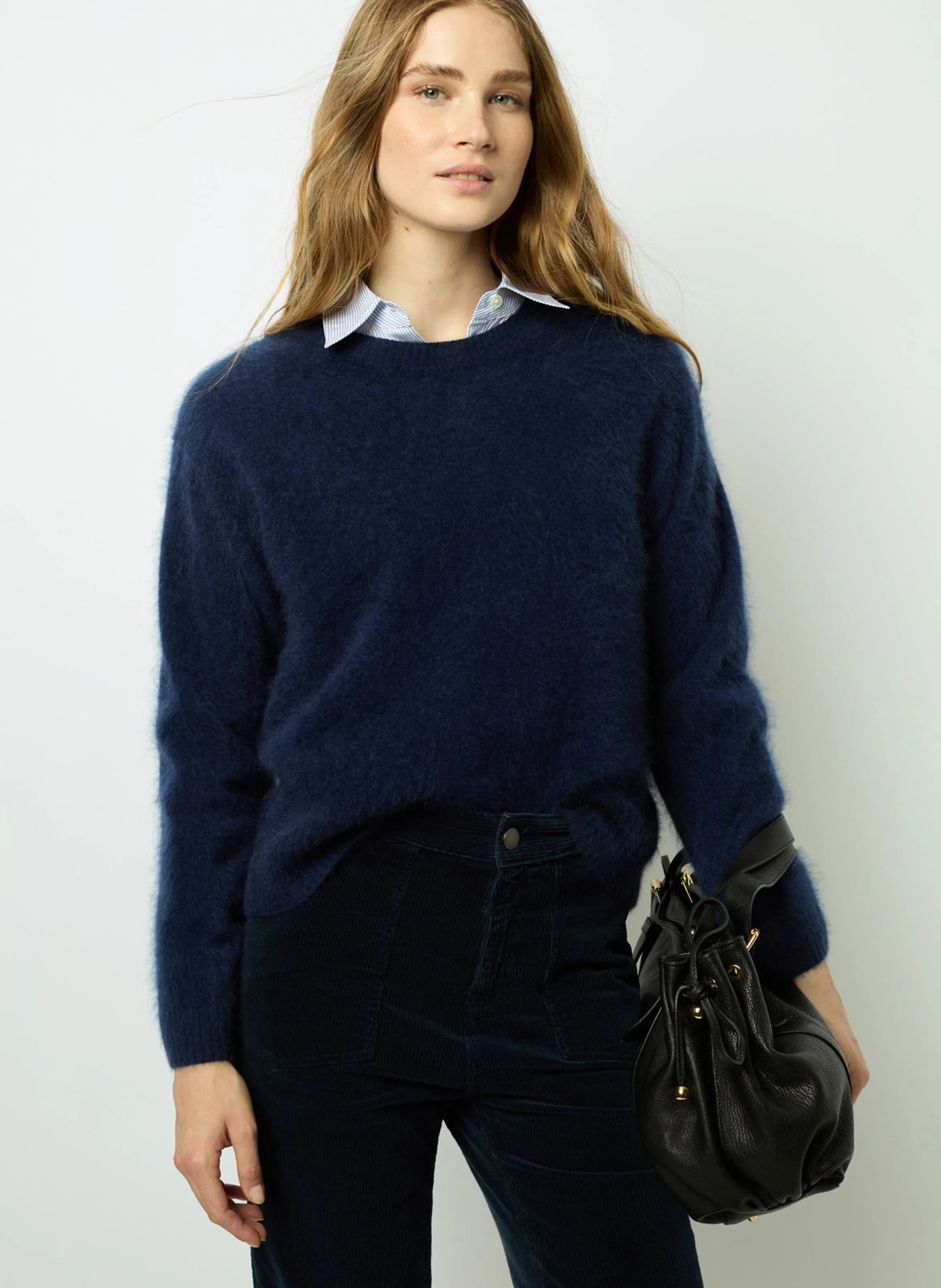  GERARD DAREL   JASMINA - Maglione girocollo a maniche lunghe in cashmere spazzolato | Blu