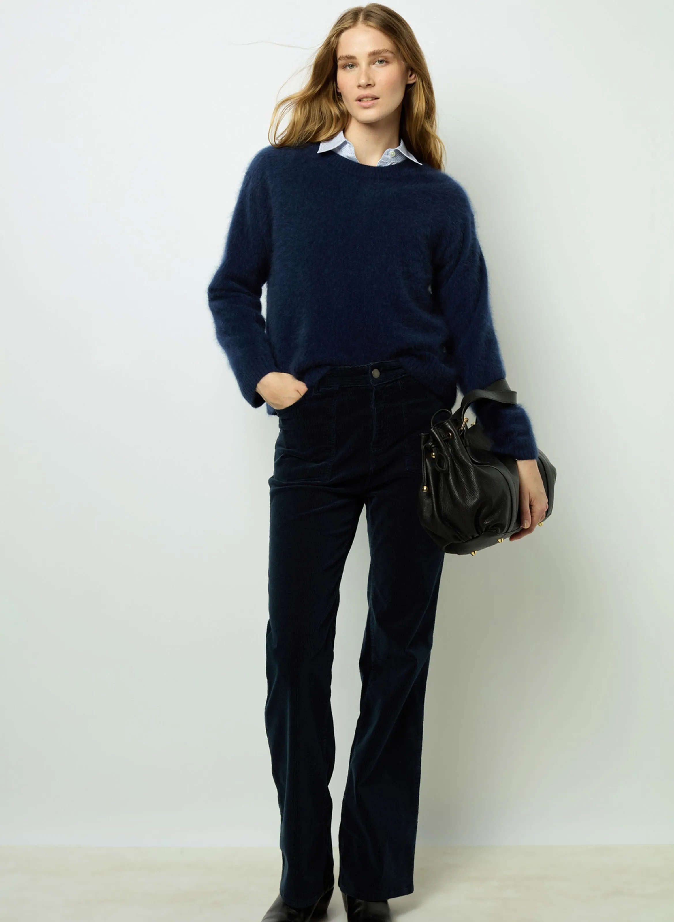  GERARD DAREL   JASMINA - Maglione girocollo a maniche lunghe in cashmere spazzolato | Blu