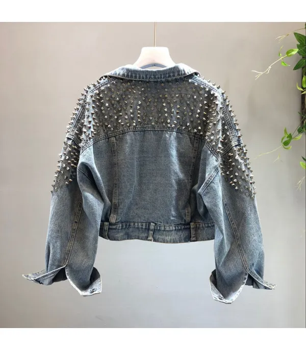 Giacca denim studded