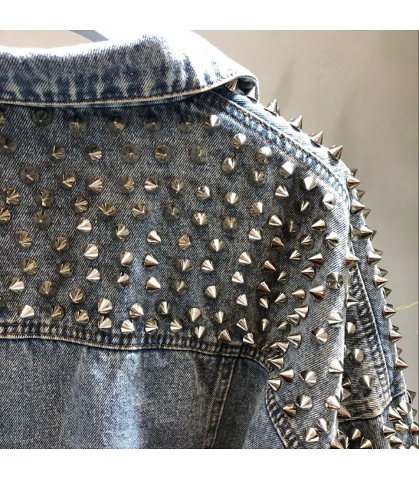 Giacca denim studded