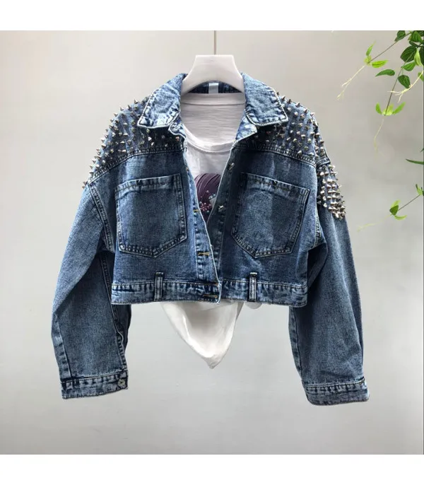 Giacca denim studded