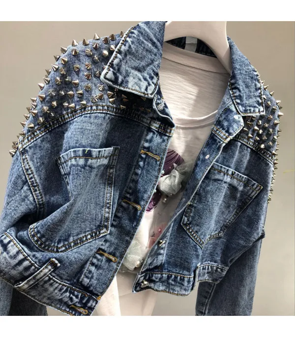Giacca denim studded