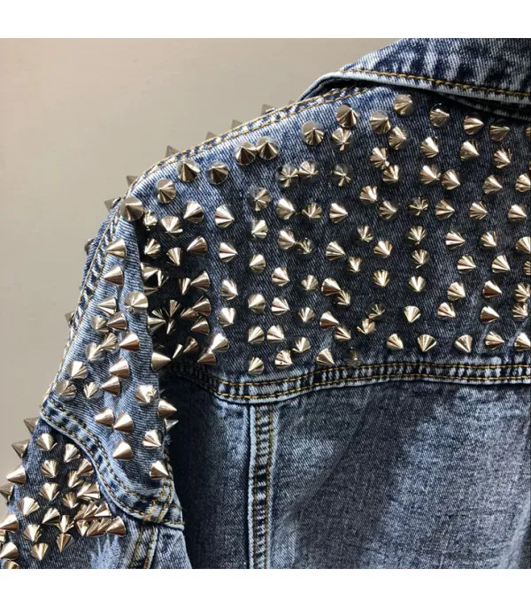 Giacca denim studded