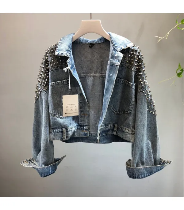 Giacca denim studded