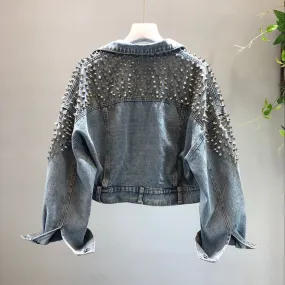 Giacca denim studded