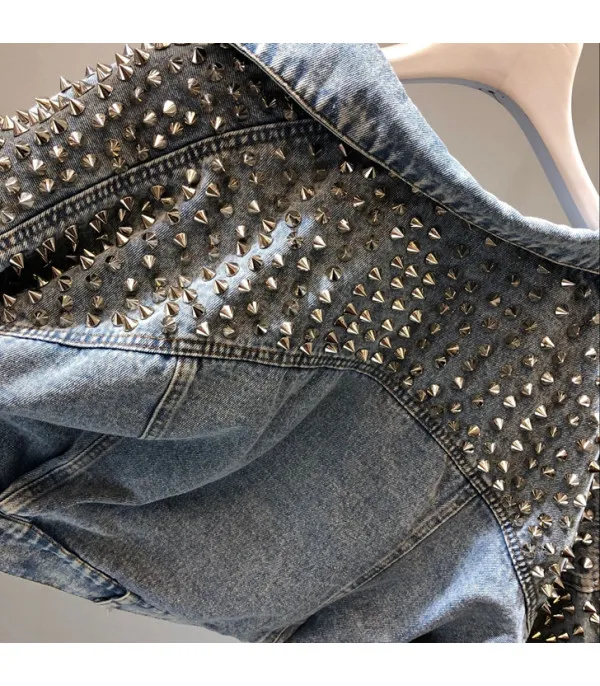 Giacca denim studded