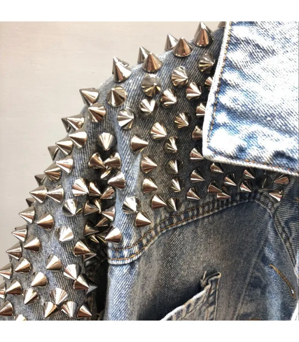 Giacca denim studded