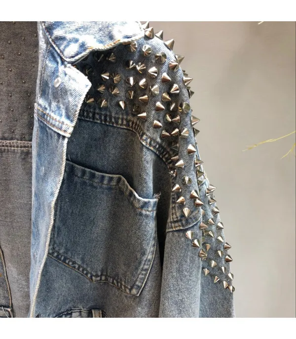 Giacca denim studded