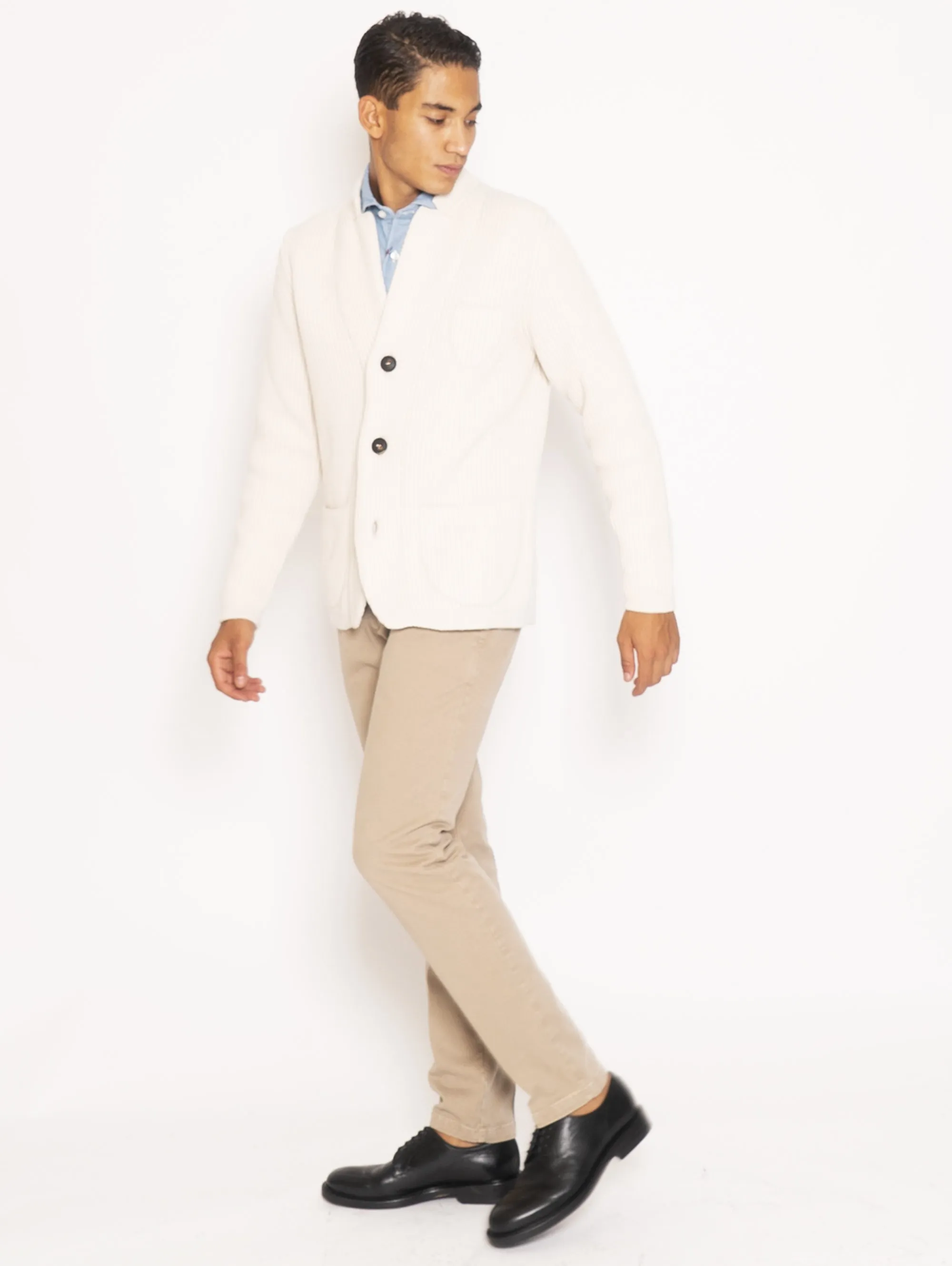 Giacca in Maglia a Costa Inglese - Bianco