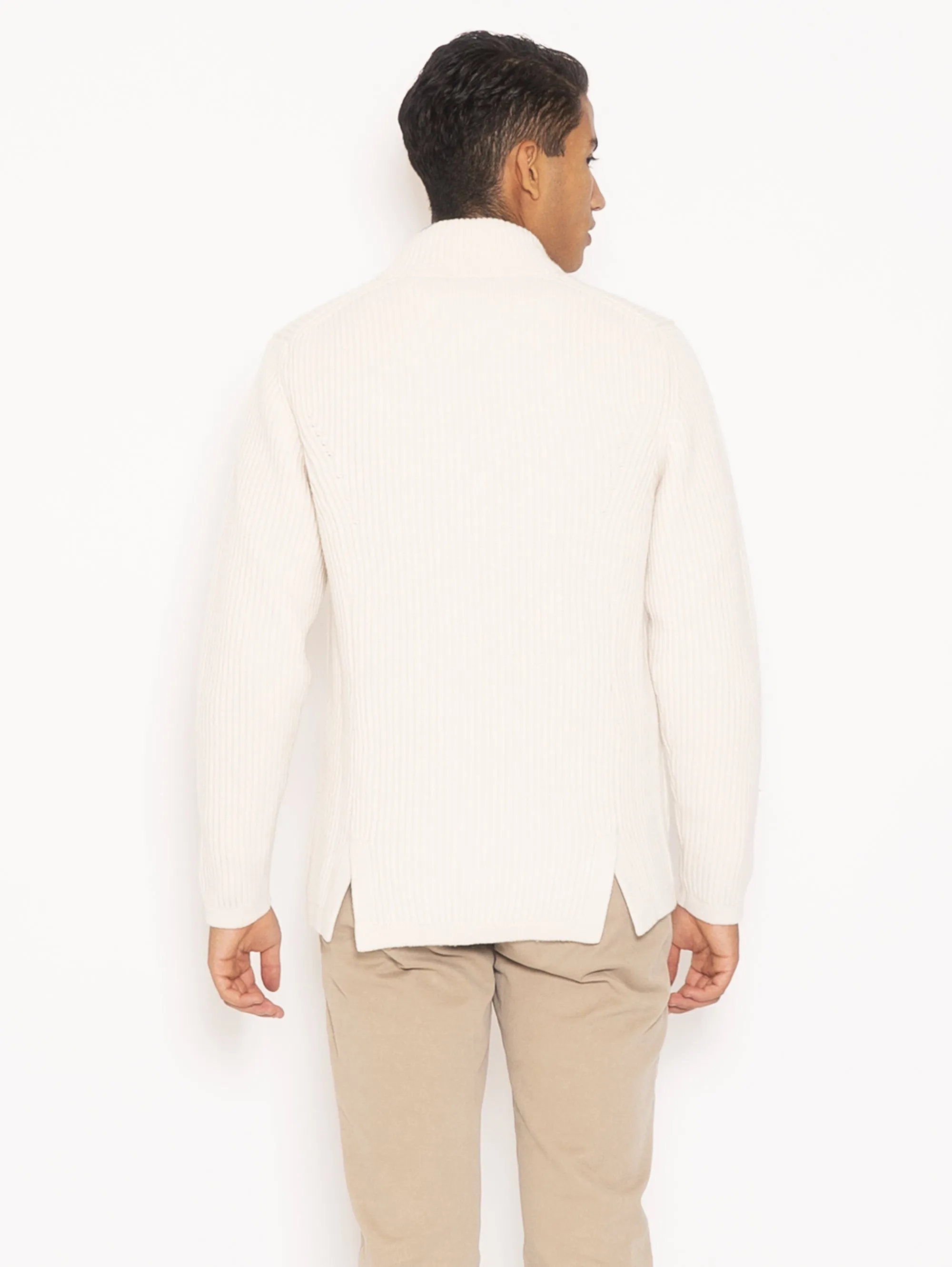 Giacca in Maglia a Costa Inglese - Bianco