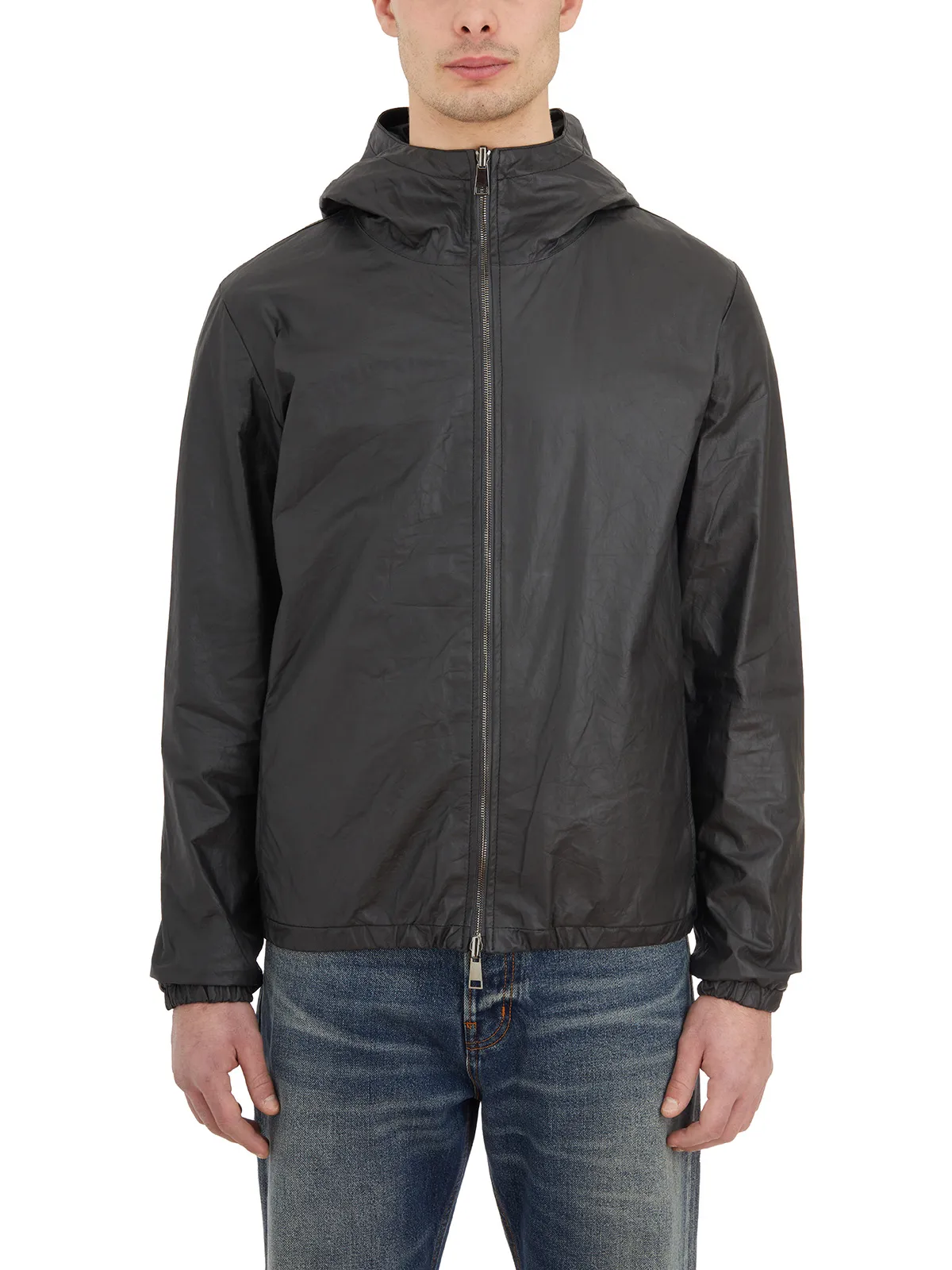 GIORGIO BRATO  GIACCA REVERSIBILE IN PELLE CON CAPPUCCIO 
