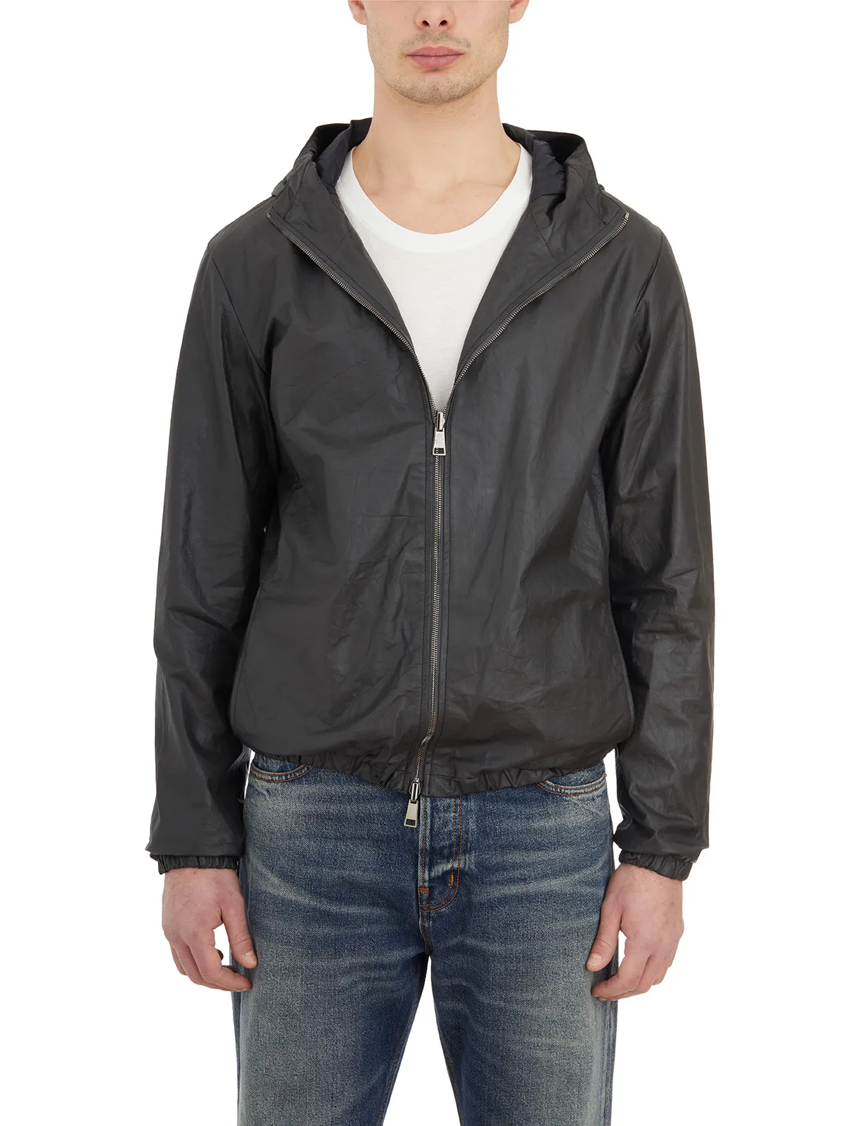 GIORGIO BRATO  GIACCA REVERSIBILE IN PELLE CON CAPPUCCIO 