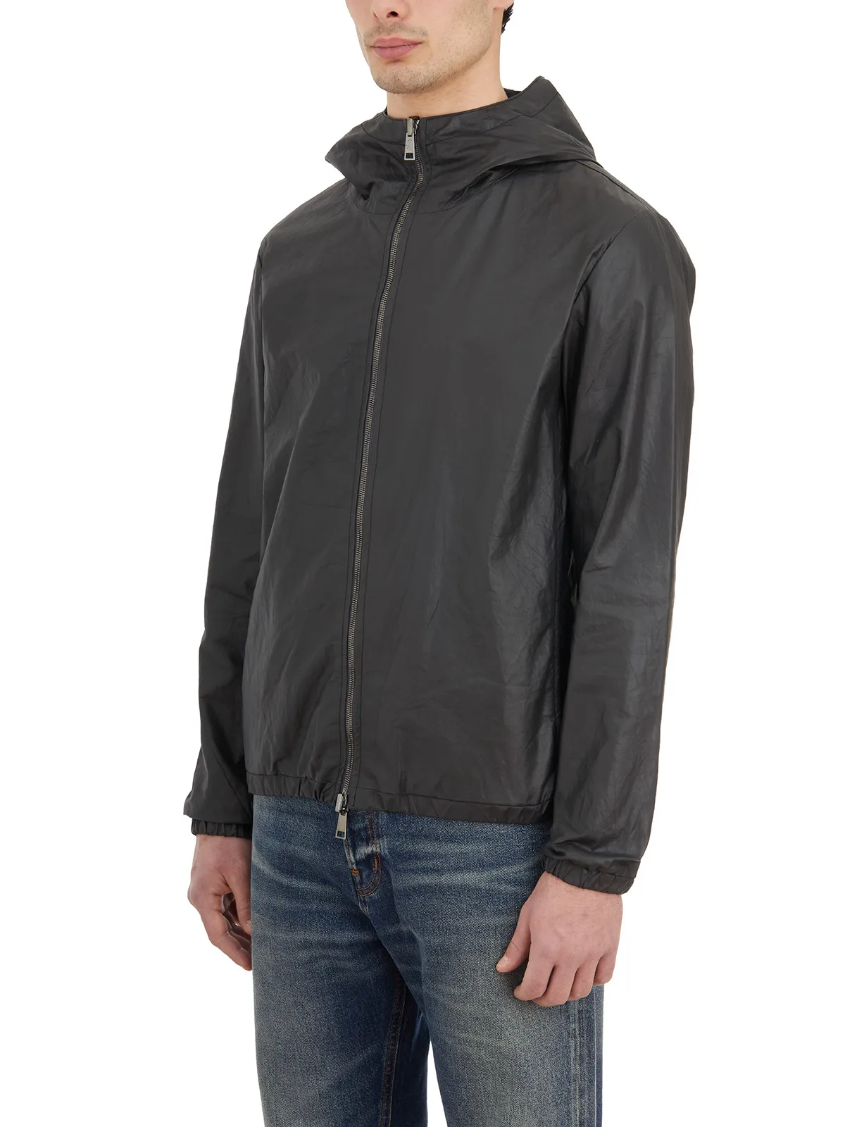 GIORGIO BRATO  GIACCA REVERSIBILE IN PELLE CON CAPPUCCIO 