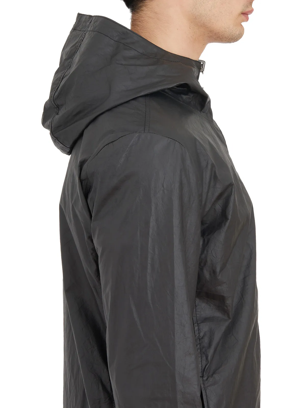 GIORGIO BRATO  GIACCA REVERSIBILE IN PELLE CON CAPPUCCIO 