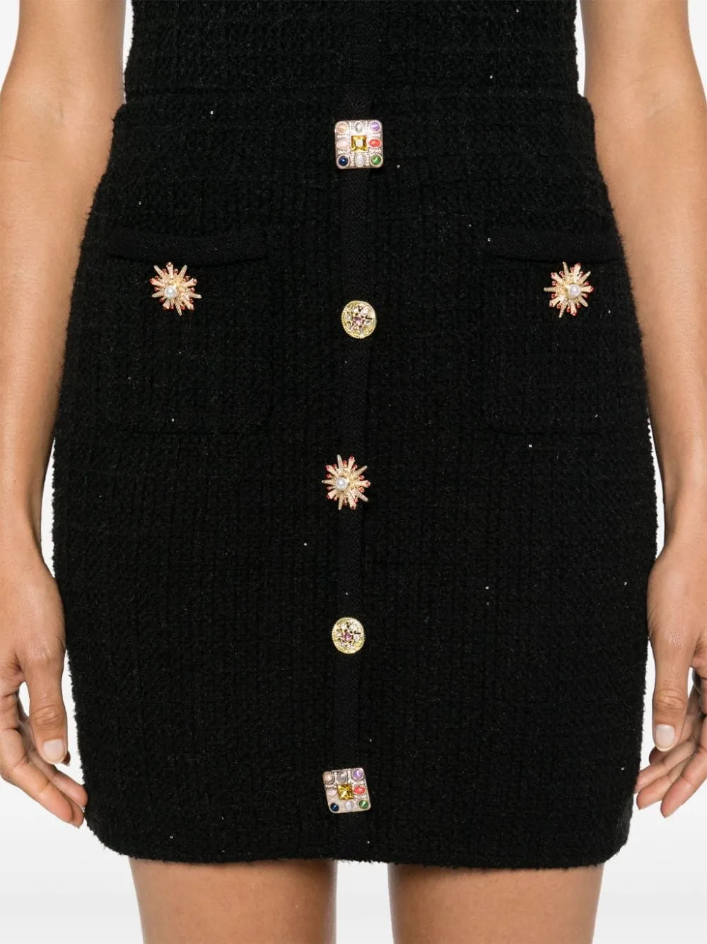 Gonna con decorazioni di cristalli in nero Self-Portrait - donna