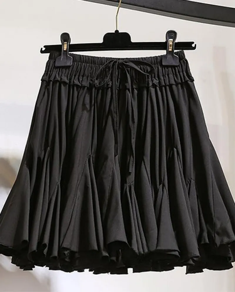 Gonna corta estiva in chiffon nero bianco Tut a vita alta da donna
