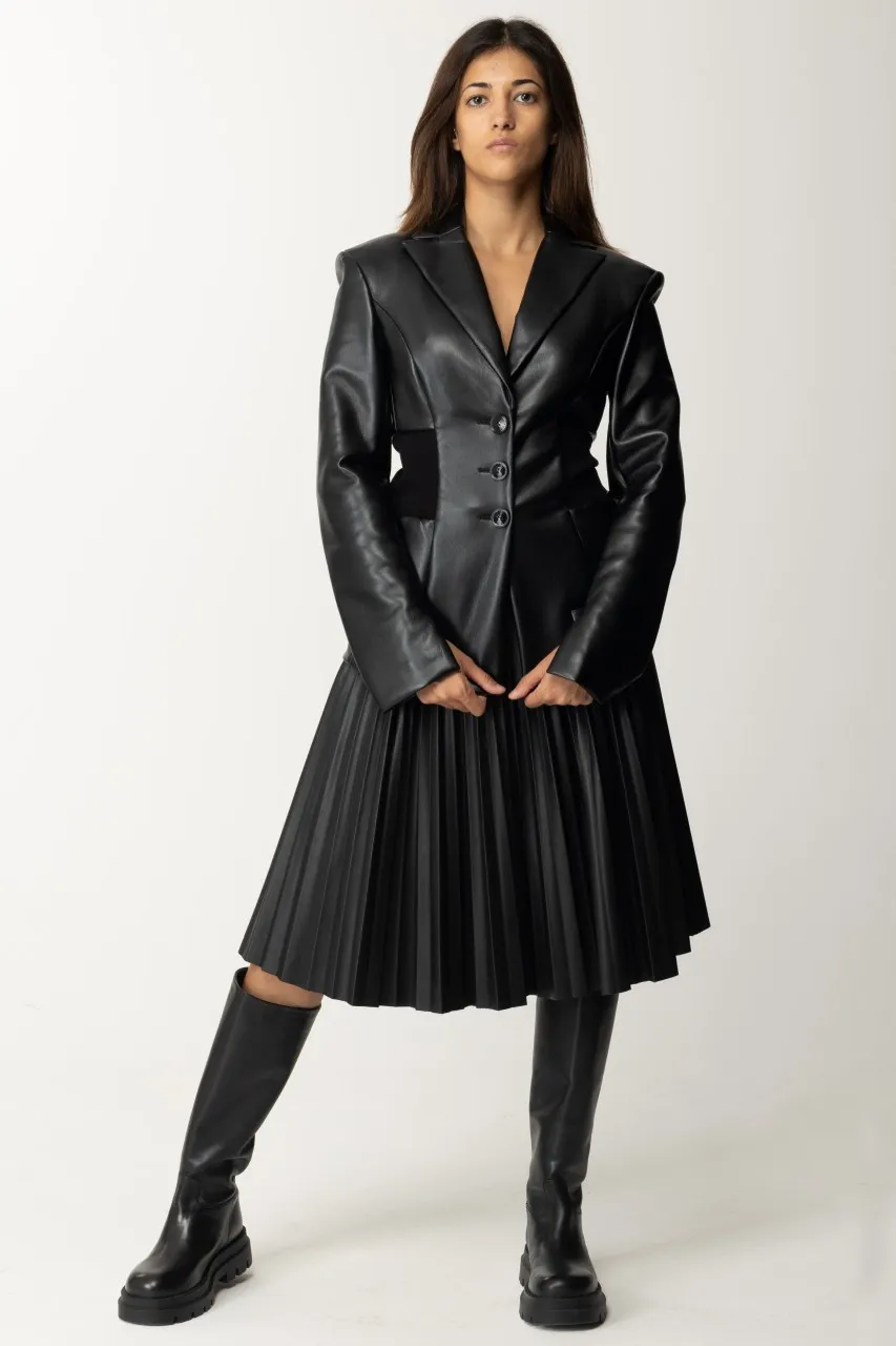 Gonna in pelle plissettata Black