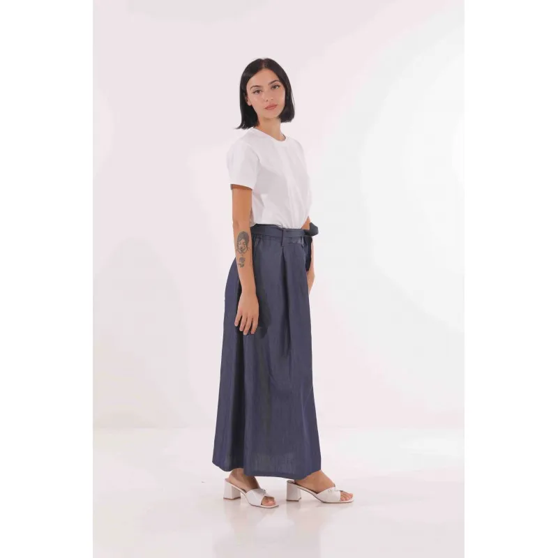 GONNA LONGUETTE IN CHAMBRAY BLU