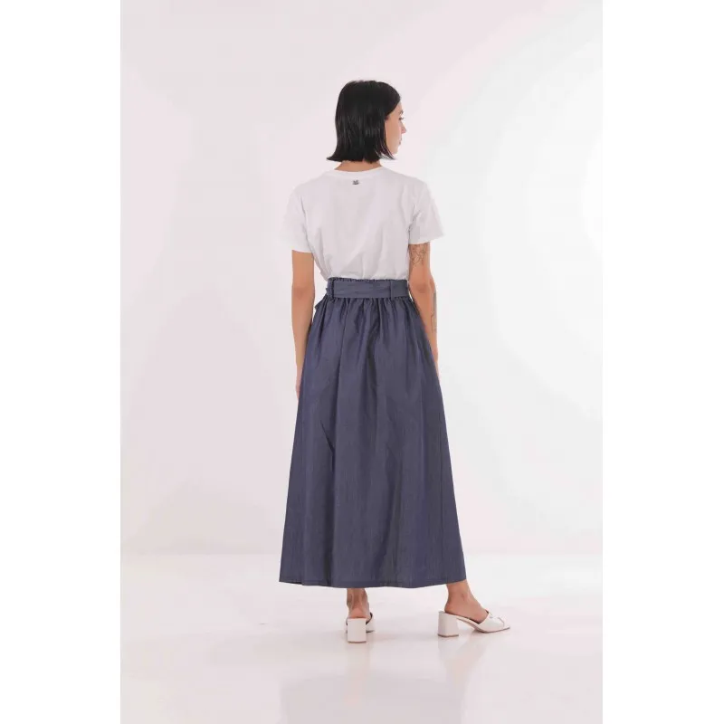 GONNA LONGUETTE IN CHAMBRAY BLU