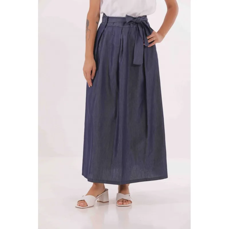 GONNA LONGUETTE IN CHAMBRAY BLU