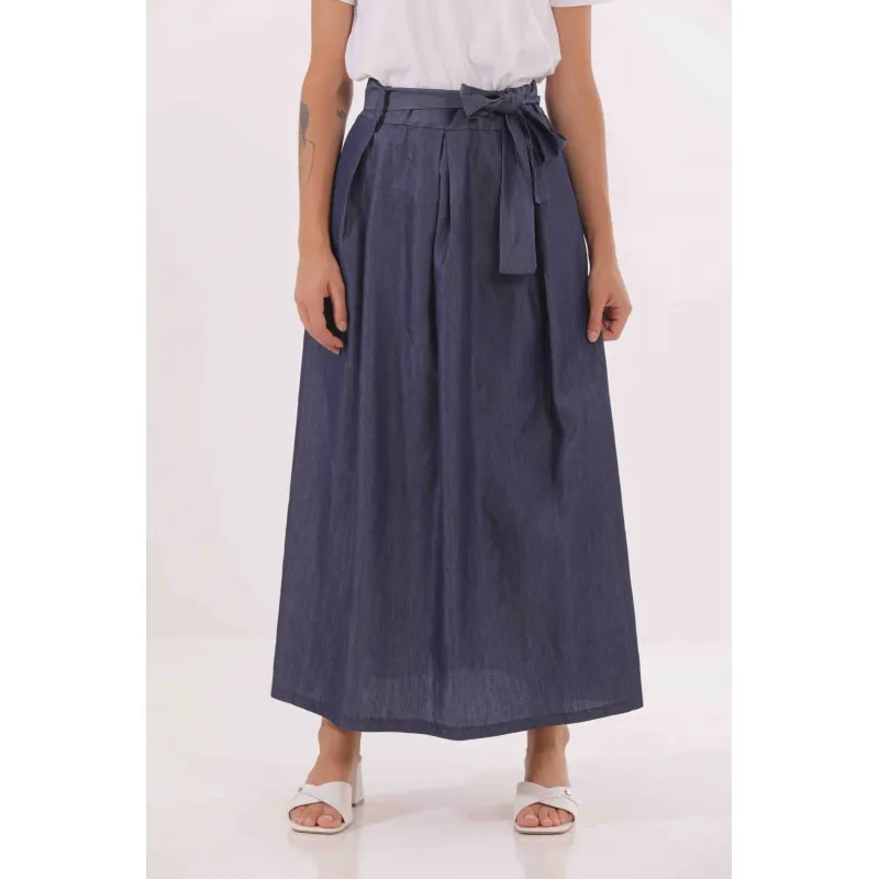 GONNA LONGUETTE IN CHAMBRAY BLU