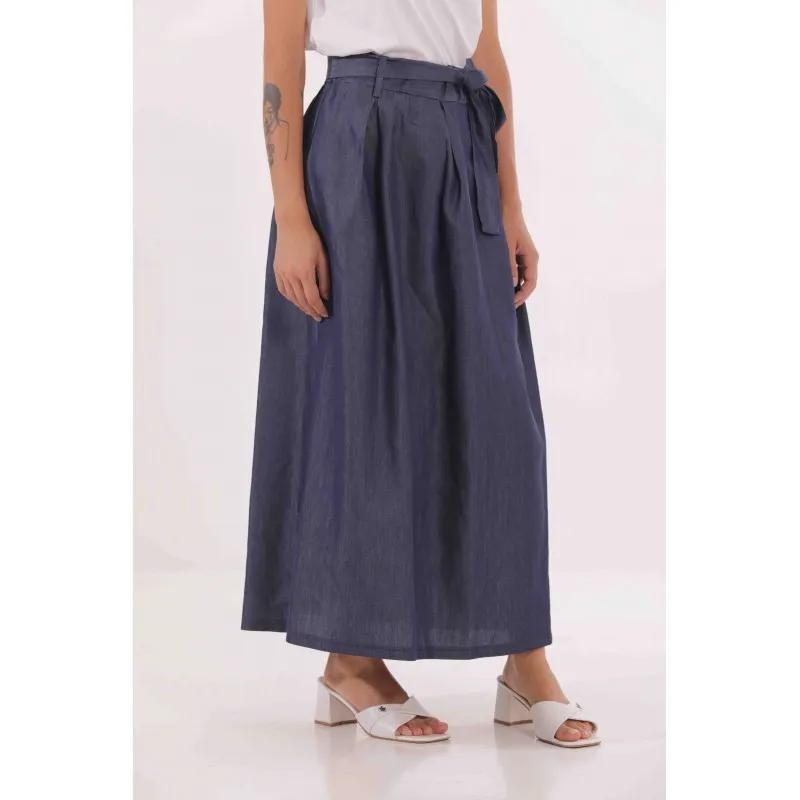 GONNA LONGUETTE IN CHAMBRAY BLU
