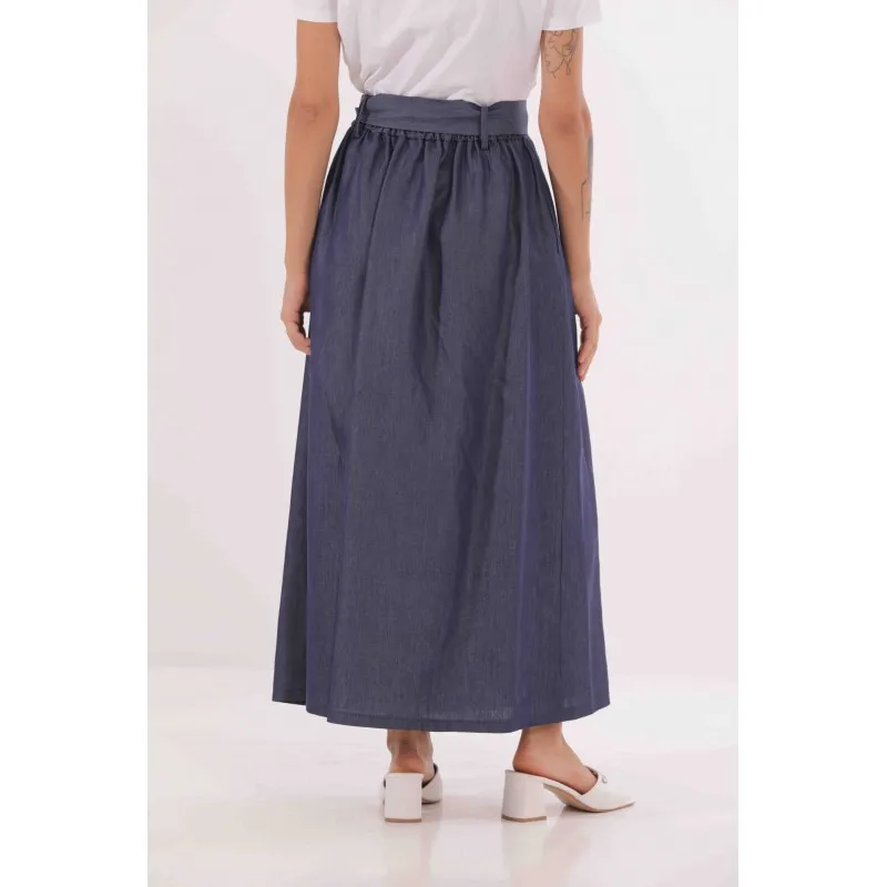 GONNA LONGUETTE IN CHAMBRAY BLU